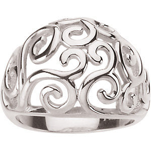 Sterling Silver Metal Fashion Scroll Ring, Size 7