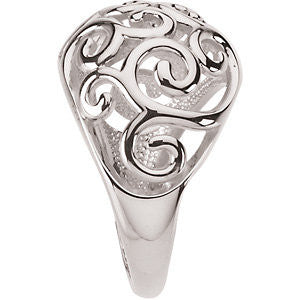 Sterling Silver Metal Fashion Scroll Ring, Size 7