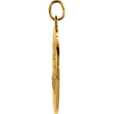 14k Yellow Gold 25.25mm Round St. Florian Medal