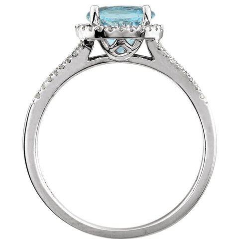 14k White Gold 1/5 CTW Diamond & Sky Blue Topaz Ring, Size 7