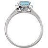 14k White Gold 1/5 CTW Diamond & Sky Blue Topaz Ring, Size 7