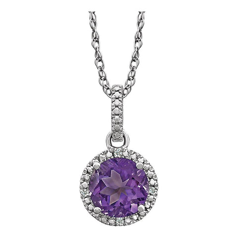 Sterling Silver Amethyst & .01 CTW Diamond 18" Necklace