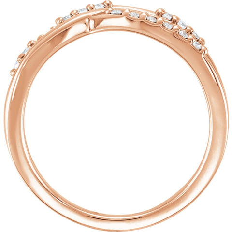14k Rose Gold 1/4 CTW Diamond Criss-Cross Ring, Size 7