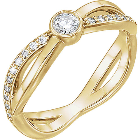 14k Yellow Gold 1/3 ctw. Diamond Infinity Ring, Size 7