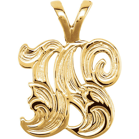 14k Yellow Gold "W" Medium Initial Pendant