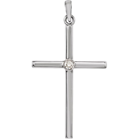 14k White Gold .03 CTW Diamond Cross 30.55x16.55mm Pendant
