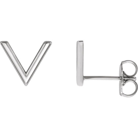 14k White Gold "V" Earrings