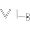 14k White Gold "V" Earrings