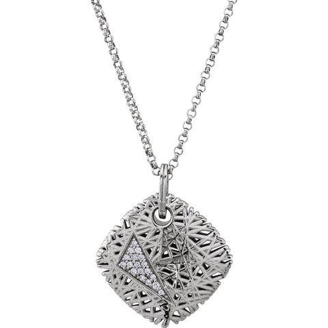 14k White Gold .08 CTW Diamond 18" Necklace