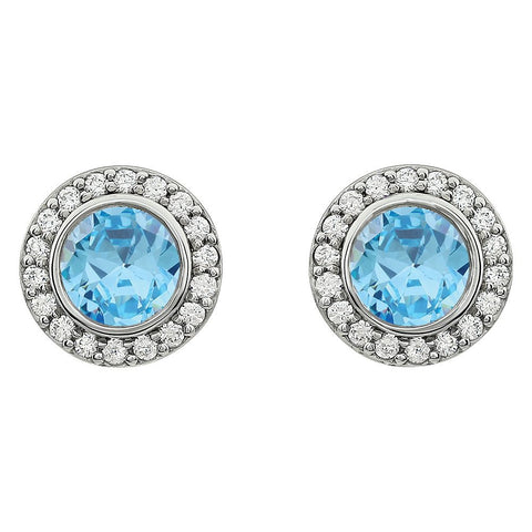 Sterling Silver Light Blue Cubic Zirconia Earrings