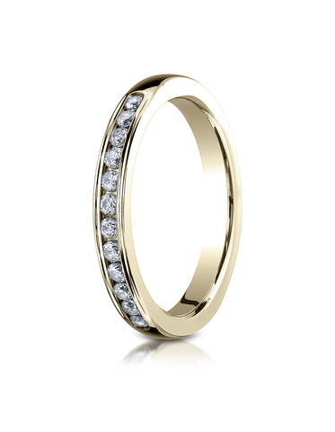 Benchmark 18K Yellow Gold 3mm High Polished Channel Set 12-Stone Diamond Wedding Band Ring (0.24 ct.)