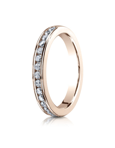Benchmark 14K Rose Gold 3mm High Polished Channel Set 16-Stone Diamond Wedding Band Ring (0.32 ct.)