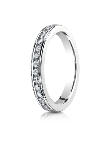 Benchmark Platinum 3mm High Polished Channel Set 16-Stone Diamond Wedding Band Ring (0.32 ct.)