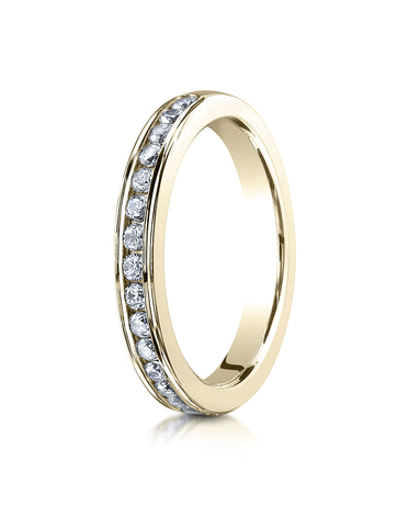 Benchmark 14K Yellow Gold 3mm High Polished Channel Set 16-Stone Diamond Wedding Band Ring (0.32 ct.)