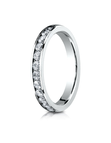 Benchmark 18K White Gold 3mm High Polished Channel Set 12-Stone Diamond Wedding Band Ring (0.48 ct.)
