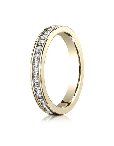 Benchmark 18K Yellow Gold 3mm Channel Set Eternity Wedding Band Ring (0.62 - 0.92 ct., Sizes 4 - 15 )