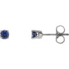 14k White Gold Imitation Blue Sapphire Kid's Earrings