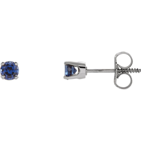 14k Yellow Gold Genuine Blue Sapphire Youth Earrings