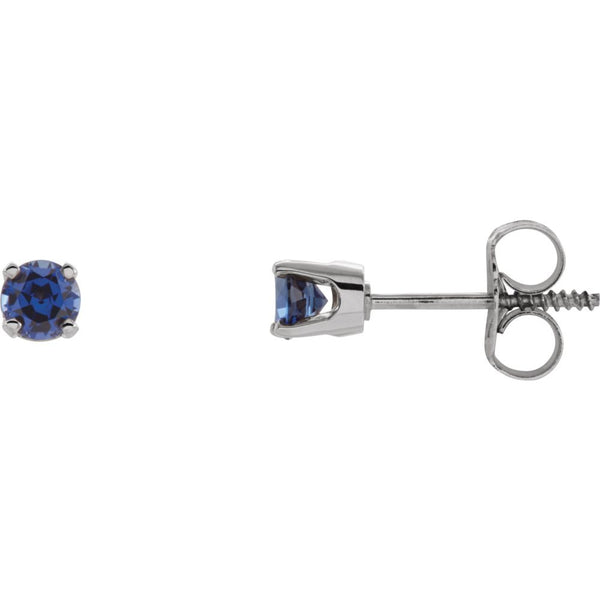 Sterling Silver Imitation Blue Sapphire Youth Earrings