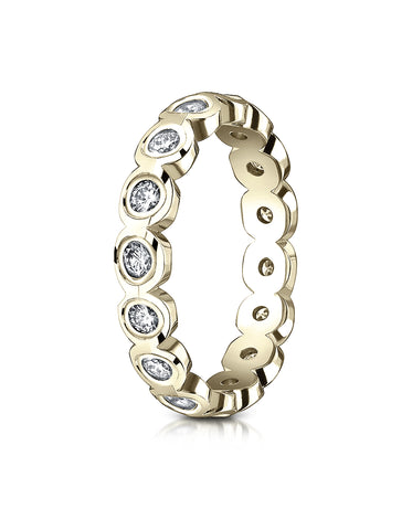 Benchmark 18K Yellow Gold 4mm Burnish Set 16-Stone Diamond Eternity Wedding Band Ring (0.96 ct.)