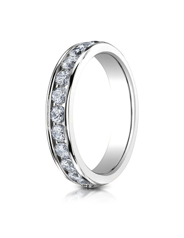 Benchmark 14K White Gold 4mm High Polished Channel Set 12-Stone Diamond Wedding Band Ring (0.72 ct.)