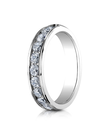 Benchmark 18K White Gold 4mm High Polished Channel Set 12-Stone Diamond Wedding Band Ring (0.96 ct.)