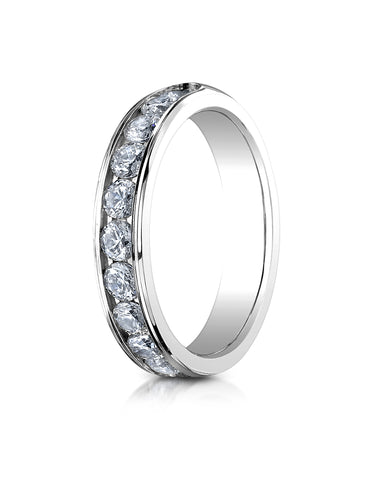 Benchmark 14K White Gold 4mm High Polished Channel Set 12-Stone Diamond Wedding Band Ring (0.96 ct.)