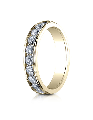 Benchmark 14K Yellow Gold 4mm High Polished Channel Set 12-Stone Diamond Wedding Band Ring (0.96 ct.)