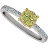 14k White Gold 3/8 CTW Yellow & White Diamond Cluster Ring, Size 7
