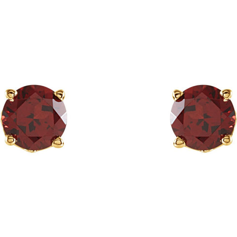 14k Yellow Gold Mozambique Garnet Scroll Design® Round 4-Prong Stud Earrings