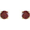 14k Yellow Gold Mozambique Garnet Scroll Design® Round 4-Prong Stud Earrings