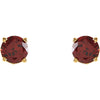 14k Yellow Gold Mozambique Garnet Scroll Design® Round 4-Prong Stud Earrings