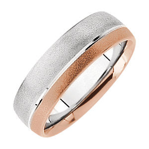 14K White & Rose Gold 7mm Bonded Band Size 10