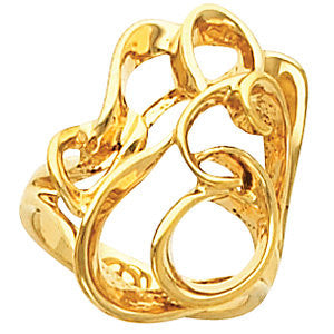 14k Yellow Gold Freeform Ring, Size 6