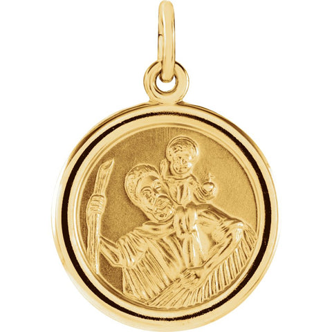 14k Yellow Gold 18mm St. Christopher Medal