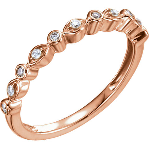 14k Rose Gold 1/8 CTW Diamond Stackable Anniversary Band, Size 7