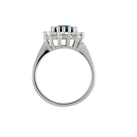 14k White Gold Cluster-Style Ring, Size 7