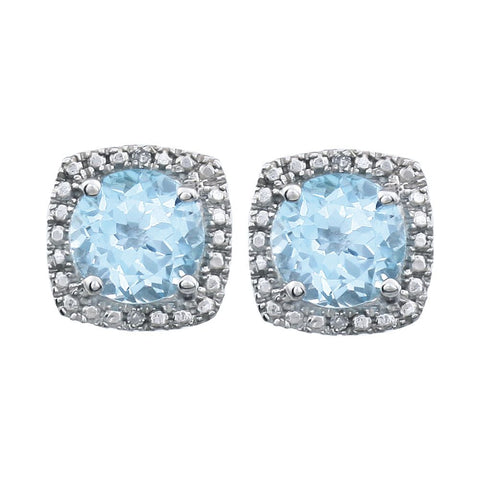 Sterling Silver Sky Blue Topaz & .015 CTW Diamond Earrings
