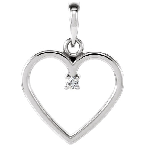 14k White Gold .025 CTW Diamond Heart Pendant