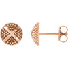 14k Rose Gold Granulated X Earrings