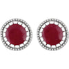 14k White Gold Ruby "July" Birthstone Earrings