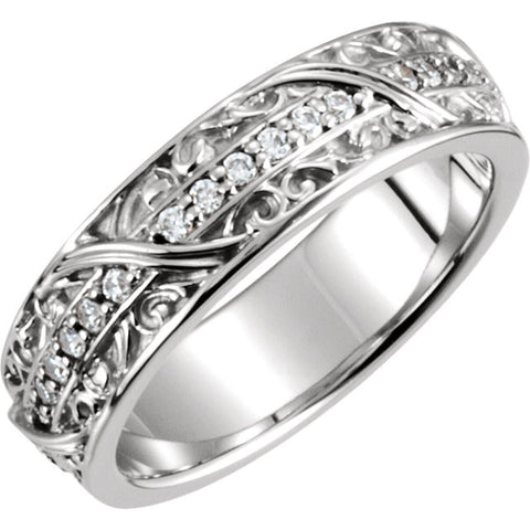 10k White Gold 1/3 CTW Diamond Sculptural-Inspired Eternity Band, Size 7