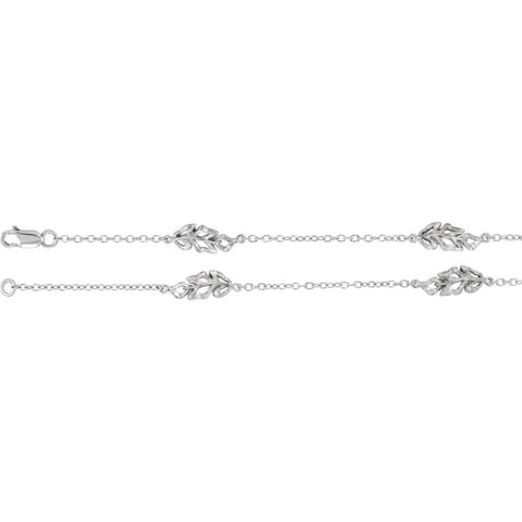 Sterling Silver Textured Bark Leaf Necklace