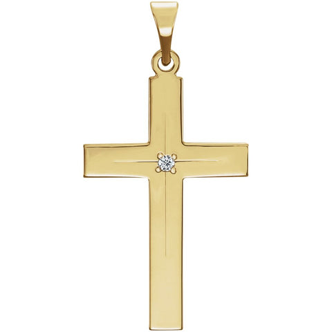 14k Yellow Gold 18x12mm Diamond Cross Pendant