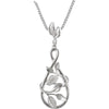 1/10 CTTW Diamond Leaf Drop Necklace in 14k White Gold ( 18.00-Inch )