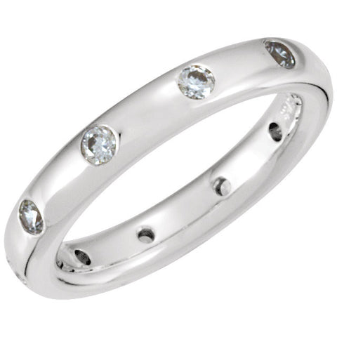 14k White Gold Diamond Semi-mount Engagement Ring or Band , Size 8