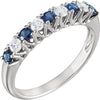 1/4 CTTW and Sapphire Bridal Anniversary Band in 14K White Gold ( Size 6 )