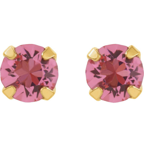 24K Yellow with Stainless Steel Solitaire "October" Birthstone Piercing Earrings