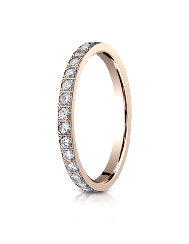 Benchmark 14K Rose Gold 2mm Pave-set Eternity Wedding Band Ring (0.60 - 0.9 ct., Sizes 4 - 15 )
