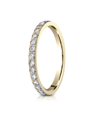 Benchmark 18K Yellow Gold 2mm Pave-set Eternity Wedding Band Ring (0.60 - 0.9 ct., Sizes 4 - 15 )